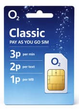 Image of Official O2 Classic Pay As You Go SIM Card – UK Credit rolls over - 3 in 1 SIM
