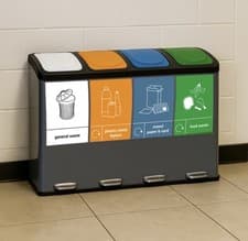 Image of Quad 4 Compartment 60L Plastic Recycling Bin Mixed Recycling