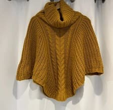 Image of Accessorize Mustard Ochre Knitted Poncho - size S/M