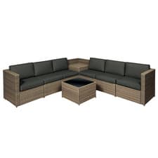 Image of Outsunny 8Pcs Patio Rattan Sofa Set Garden Furniture Side Table w/ Cushion