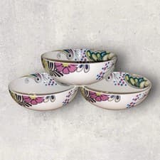 Image of Denby Monsoon Cosmic 3x Cereal Soup Bowls 6.25” 16cm Paisley NWOT Excellent
