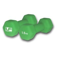 Image of Urban Fitness Hex Dumbbells Neoprene Covered 2 x 1.5kg - Green (Pair)