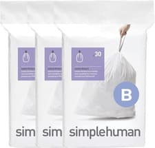 Image of Simplehuman CW0251 code B Custom Fit Bin Liner Bulk Pack, White Plastic (3 Pack