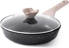 Image of Kordisen Non Stick Frying Pan with Lid, 24 cm Granite Induction Skillet Nonstic