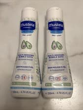 Image of 2 Bottles Mustela Multi-Sensory Bubble Bath with Avocado Perseose 6.76 oz. Each