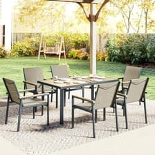 Image of 6 Seater Garden Dining Table and Chairs Outdoor Patio Furniture Set Modern