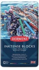 Image of Derwent Inktense Blocks 12 Tin, Set of 12 Water-Colours, 8mm Block, Brand New