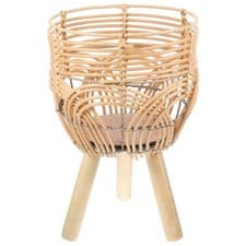 Image of  Plant Pot with Stand Planter Legs Bamboo Hand-woven Basket Flower