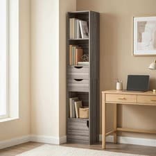 Image of HOMCOM Bookcase with Drawers Adjustable Shelf 158 cm Grey Refurbished