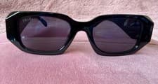 Image of Prada PR17WS Sunglasses - Black Lens with Black Frame with Silver Prada Logo