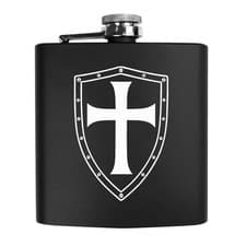 Image of 6oz (170ml) 'Medieval Knight's Shield' Pocket Hip Flask (HP00040615)