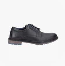 Image of Hush Puppies Julian UP Mens Leather Lace-Up Comfort Lace Black Formal Shoes