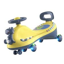 Image of Yellow Wiggle Car Universal Wheel Quiet Music Light Effect Outdoor Ride On T SG