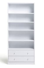 Image of Maine 5 Shelf Bookcase With 2 Drawers Storage Unit Display Cabinet - White
