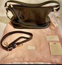 Image of RADLEY London Lyme Terrace Genuine Grain Black Leather Shoulder Bag, Medium