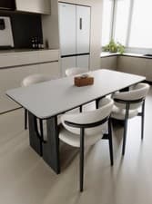Image of Modern Leather Dining Chair Set of 6, Comfortable, Curved Back