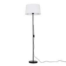 Image of Black Metal Standard Floor Lamp Living Room Lounge Light Tapered Fabric Shade