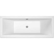 Image of Modern Bathroom Single & Double Ended Acrylic Straight Bath Gloss White Bathtub