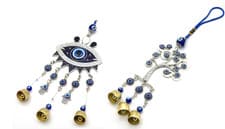 Image of EVIL EYE TREE of LIFE Wind Chime Hanging Bell Ornament Hamsa Hand Protection