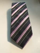 Image of Hugo Boss Black Label By Hugo Boss Silk Tie 3.25"W x 58.5"L Black & Purple/Gray