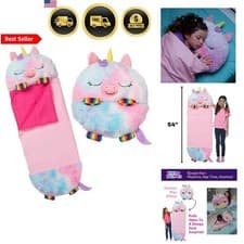 Image of Kids Rainbow Unicorn Sleep Sack Pillow Plush Toy 54x20 Play Nap Friend