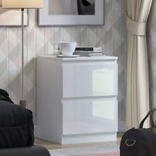 Image of Chest Of Drawers White Gloss Matt Frame Modern Bedside Bedroom Furniture