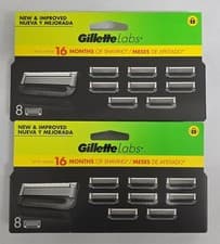 Image of Gillette Labs Razor Blades X2 Pack of 8 (16 Blades) Refill Cartridges Men’s Shav