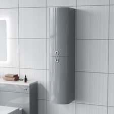 Image of Dene 1400 mm Bathroom Wall Hung Cabinet Storage Tall Shelf Furniture Steel Grey