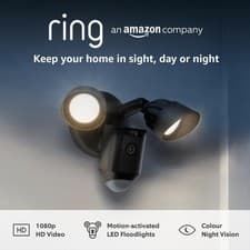 Image of Ring Floodlight Cam Wired Plus Outdoor Security Camera 1080p HD Video Black