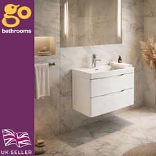 Image of 600mm White Gloss Wall Hung Vanity Unit Basin Soft Close Drawers