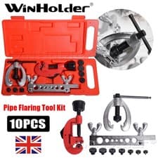 Image of 10PC Pipe Flaring Tool Kit Single & Double Flare Brake Fuel Line Dies 3/16"-5/8"