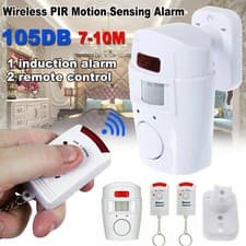 Image of SENSOR MOTION PIR WIRELESS ALARM WITH 2 REMOTE CONTROLS SHED GARAGE HOME CARAVAN