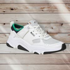 Image of Hugo Boss Asher Runn Running Trainers Shoes Open White UK 7 UK11 RRP £199