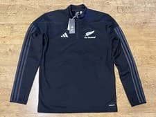 Image of ADIDAS ALL BLACKS AEROREADY LONG SLEEVE 1/4 ZIP FLEECE TOP SIZE MEDIUM RRP £70