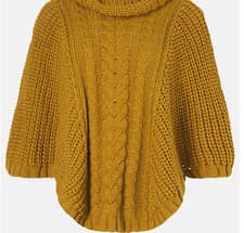 Image of Accessorize Mustard Ochre Knitted Poncho - size S/M