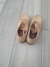 Image of Size 4 Women's Suede Clarkes Shoe In a Natural Sandstone Colour