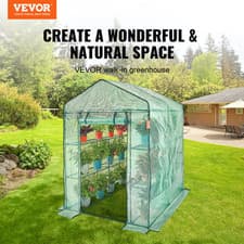 Image of Walk-in Green House, 4.6 x 4.6 x  6.6 ft  Greenhouse with Shelves, Green