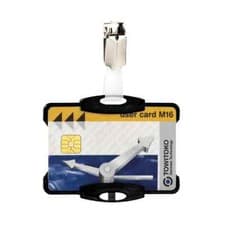 Image of Durable Dual Security Pass Holder with Clip 54x85mm Black (Pack of 25) 8118/01