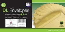 Image of A Star DL Gummed Manila Envelopes Pack 30