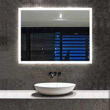Image of Illuminated Bathroom Mirror With LED light Shaver Socket Demister