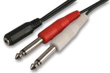 Image of 3.5mm Stereo Jack Socket to 2 x 6.35mm Mono Jack Plugs