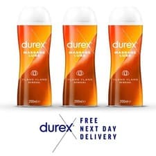Image of Durex Play Sensual Massage Gel 2in1 Water Based 200ml Ylang Ylang Pack of 3