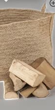 Image of Jute Extra Large Rectangular Log Basket with Handles - Unused