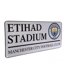 Image of MANCHESTER CITY FC OFFICIAL CLASSIC METAL STREET SIGN - FOOTBALL GIFT, MCFC