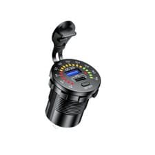 Image of Fast Car Charger USB 2 Ports PD Type-C Socket Power Adapter W/ Voltage Display