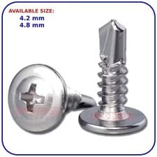 Image of SELF DRILLING WAFER HEAD SCREWS TAPPING ZINC PLATED SCREW TEK 4.2mm 4.8mm