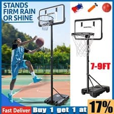 Image of 9FT Adjustable Height Basketball Hoop Stand System w/ Wheels for Indoor Outdoor