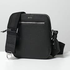Image of HUGO BOSS Highway All Leather Zip Bag 50499028 Black