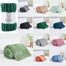 Image of Osum Chunky Cord Ribbed Blankets Warm Cozy Fleece Sofa Bed Travel Throw Overs