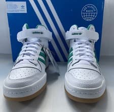 Image of Adidas Forum Mid Trainers White/Green/Gold Gum UK 12/US 12.5/EU 47 1/3